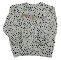 Bielo-čierna bodkovaná á mikina s 3D zvieratkami Nutmeg