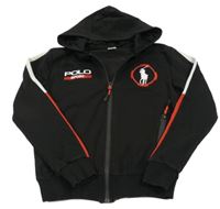 Čierno-bielo-červená prepínaci mikina s výšivkou a kapucňou U.S POLO ASSN.