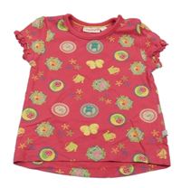 Fuchsiové tričko s vtáčky a motýlikmi Liegelind