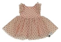 Nové - Ružovo-čierne bodkovaná é tylové šaty Dunnes Stores