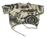 Béžovo-sivé batikované crop tričko s nápisom H&M