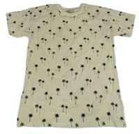 Smetanovo-čierne tričko s palmami Urban