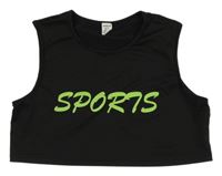Čierny športový crop top s nápisom Shein