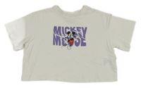 Biele crop tričko s Mickeym H&M