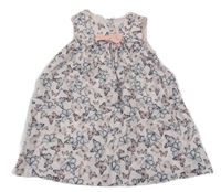 Svetloružová -modré šaty s motýlikmi a mašlou H&M