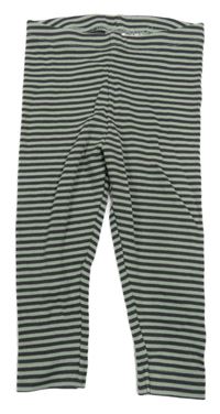 Sivo-zelené pruhované rebrované legíny H&M