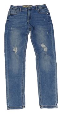 Modré elastické skinny rifle s prošoupáním Denim Co.