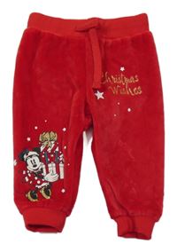 Červené plyšové tepláky s Minnie Disney