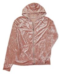 Ružová zamatová prepínaci mikina s kapucňou H&M