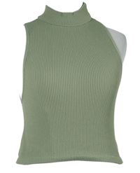 Dámský khaki žebrovaný elastický crop top Zara 
