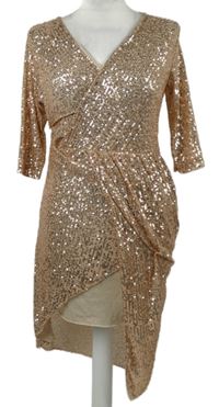 Dámské pudrové flitrové šaty 