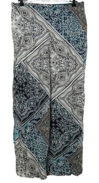 Dámske bielo-farebné vzorované voľné é nohavice Papaya