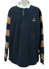 Pánská tmavomodro-béžová pruhovaná fleecová mikina Guinness