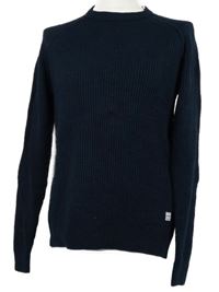 Pánský tmavomodrý žebrovaný svetr Jack&Jones 