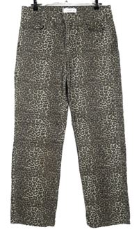 Dámské hnědo-béžové vzorované široké rifle Pull & Bear