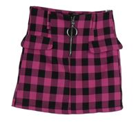 Dámská růžovo-černá kostkovaná sukně Bershka 