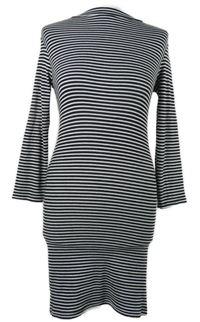 Dámské černo-bílé pruhované žebrované šaty 