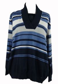 Dámsky tmavomdoro-bielo-sivý pruhovaný sveter so stojačikom Gollehaug