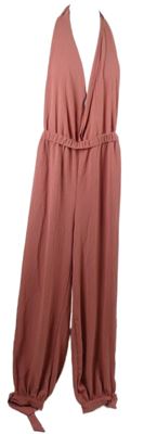 Dámský růžový strukturovaný kalhotový volný overal Shein 