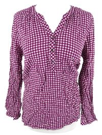 Dámská purpurovo-bílá kostičkovaná polo halenka Cecil 