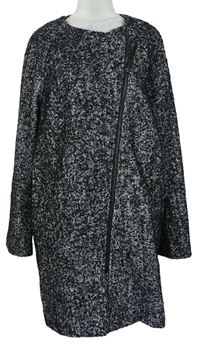 Dámsky čierno-sivý melírovaný vlnený kabát M&S