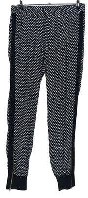 Dámske čierno-sivé vzorované cuff teplákové nohavice Be Beau