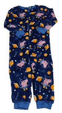 Tmavomodrá chlupatá kombinéza s Peppa pig Mothercare