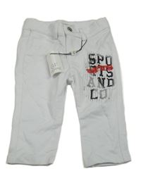 -Nové Biele teplákové nohavice s nápisom