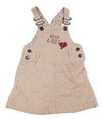 Světlerůžové manšestrové laclové šaty s nápisem a srdíčkem Pocopiano