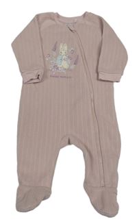 Svetloružový fleecový overal s králikom TU