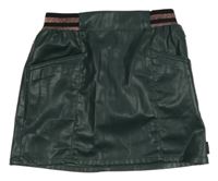 Tmavozelená koženková sukňa so trblietavým pasom