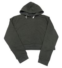 Tmavošedá crop mikina s kapucí New Look