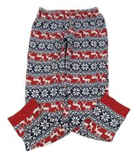 Tmavomodro-červeno-biele vzorované pyžamové nohavice Pocopiano