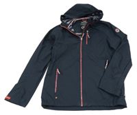 Tmavomodrá šusťáková bunda s nášivkami a kapucí Killtec