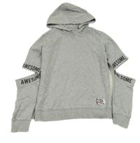 Svetlosivá mikina s nápisom a kapucňou Page one young