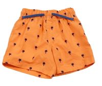 Neónově oranžové šušťákové kraťasy s palmami Primark