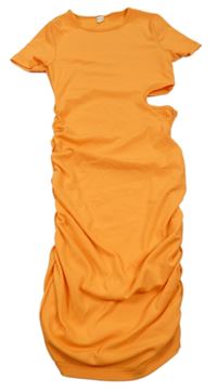 Neónově oranžové rebrované šaty Shein