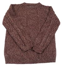 Vínový melírovaný sveter Primark