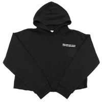 Čierna crop mikina s nápisom a kapucňou