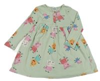 Mintové žebrované šaty s Prasátkem Pepa 