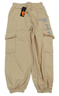 Nové - béžové cuff cargo tepláky s potiskem Dunnes Stores 
