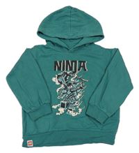 Tmavozelená mikina s potiskem a kapucí - Ninja H&M