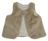 Béžová kožušinová podšitá vesta H&M