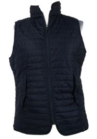 Dámska tmavomodrá funkčná šušťáková prešívaná zateplená vesta Decathlon