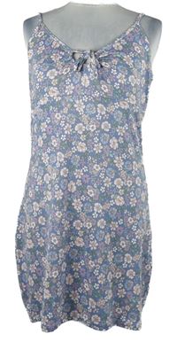 Dámske modré pruhované kvetované šaty Primark