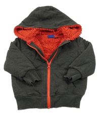 Šedá propínací zateplená mikina s kapucí