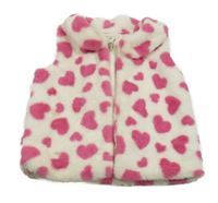 Biela kožušinová podšitá vesta so srdiečkami Max studio