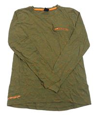 Khaki-oranžové žíhané tričko s kapsičkou Chapter young