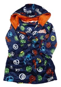 Tmavomodro-barevný chlupatý župan s kapucí - Avengers Marvel