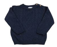 Tmavomodrý melírovaný sveter s 3D vzorom zn. V by Very